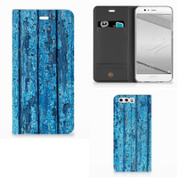 Huawei P10 Plus Book Wallet Case Wood Blue - thumbnail