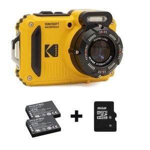Kodak Waterproof WPZ-2 geel 4x zoom, WiFi + extra accu + 16GB geheugenkaart