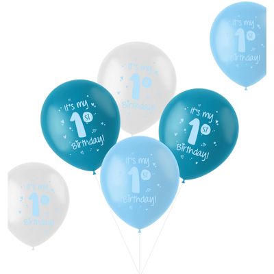 Ballonnen Set &apos;It&apos;s my 1st Birthday!&apos; Blauw (6 st)