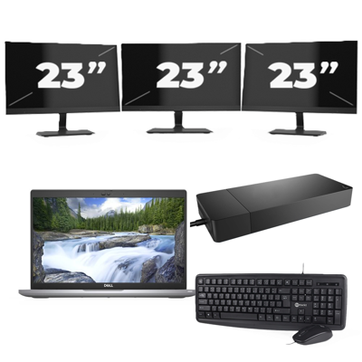 Dell Latitude 5420 - Intel Core i3-11e Generatie - 14 inch - 16GB RAM - 256GB SSD - Windows 11 Home + 3x 23 inch Monitor