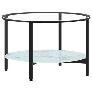 vidaXL Salontafel 70 cm gehard glas zwart en witmarmer