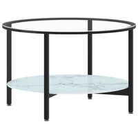 vidaXL Salontafel 70 cm gehard glas zwart en witmarmer - thumbnail