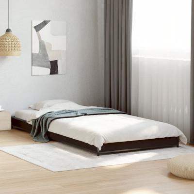 Bedframe bewerkt hout en metaal zwart 90x190 cm