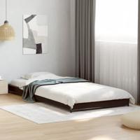 Bedframe bewerkt hout en metaal zwart 90x190 cm