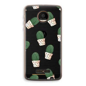 Cactusprint roze: Motorola Moto Z Force Transparant Hoesje