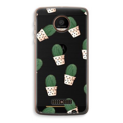 Cactusprint roze: Motorola Moto Z Force Transparant Hoesje
