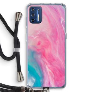 Roze explosie: Motorola Moto G9 Plus Transparant Hoesje met koord