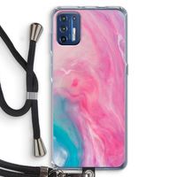 Roze explosie: Motorola Moto G9 Plus Transparant Hoesje met koord Roze explosie: Motorola Moto G9 Plus Transparant Hoesje met koord