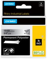 Dymo RHINO tape permanent polyester 19 mm, zwart op metaal - thumbnail