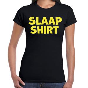 Verkleed T-shirt voor dames - slaapshirt - zwart - glitter geel - themafeest