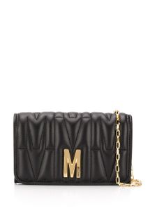 Moschino pochette matelassée à plaque logo - Noir