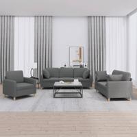 3-delige Loungeset met kussens stof donkergrijs