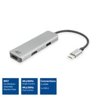 ACT Connectivity USB-C 4K multiport adapter voor 2 HDMI schermen, USB-A datapoort - thumbnail