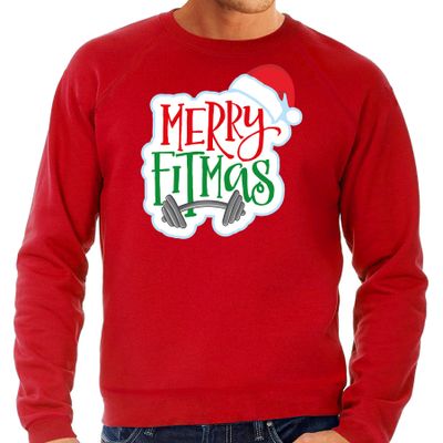 Merry fitmas Kersttrui / outfit rood voor heren Merry fitmas Kersttrui / outfit rood voor heren