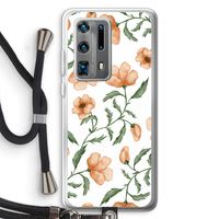 Peachy flowers: Huawei P40 Pro Plus Transparant Hoesje met koord