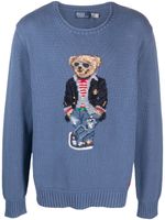 Polo Ralph Lauren pull en maille intarsia à motif Polo Bear - Bleu