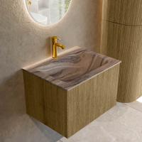 Badmeubel Mondiaz Kurve-Dlux | 60 cm | Meubelkleur Dusk | Wastafelkleur Sombra | Solid surface | Wasbak midden spoelbak | 1 kraangat