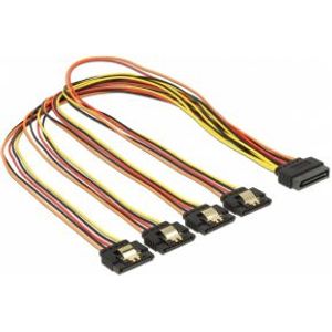 DeLOCK 60158 SATA-kabel 0,5 m SATA 15-pin 4 x SATA 15-pin Multi kleuren