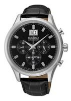 Horlogeband Seiko 7T04-0AE0 / SPC083P2 / L07H012J0 Leder Zwart 20mm - thumbnail