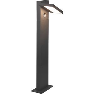 LED Tuinverlichting met Bewegingssensor - Staande Buitenlamp - Trion Ihson - 8W - Warm Wit 3000K - Draaibaar - Rechthoek - Mat Antraciet - Aluminium