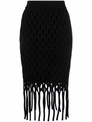 PINKO jupe frangée en macramé - Noir