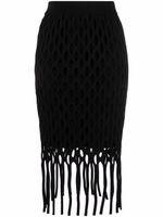 PINKO jupe frangée en macramé - Noir