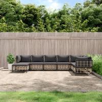 8-delige Loungeset met kussens poly rattan antracietkleurig