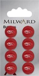 Milward Parelmoer Knoop Rood 13mm (8 stuks)