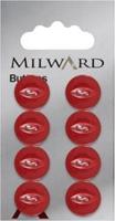 Milward Parelmoer Knoop Rood 13mm (8 stuks)