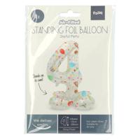 Folat BV Staande folieballon joyful party cijfer 4 -72cm