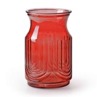 Bloemenvaas - rood/transparant glas - H20 x D12.5 cm