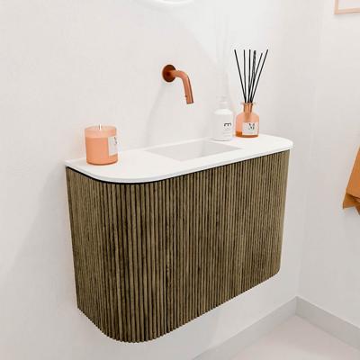 Toiletmeubel Mondiaz Joya | 63.2 cm | Meubelkleur Dusk | Faye wastafel Talc Midden | Zonder kraangat(en) Toiletmeubel Mondiaz Joya | 63.2 cm | Meubelkleur Dusk | Faye wastafel Talc Midden | Zonder kraangat(en)