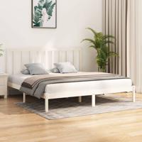 Bedframe massief grenenhout wit 200x200 cm