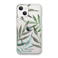 Tropical watercolor leaves: iPhone 13 mini Transparant Hoesje