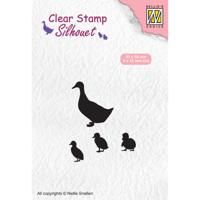 Nellie's Choice • silhouet clear stempels duck with chicks