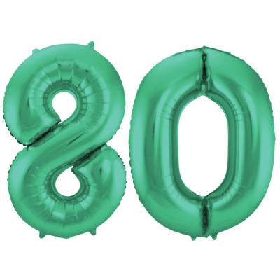 Folat Verjaardag Leeftijd folieballon - 80 jaar - groen - 86 cm - cijferballon groot