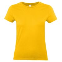 Set van 2x stuks basic dames t-shirt goud geel met ronde hals, maat: M (38) - thumbnail