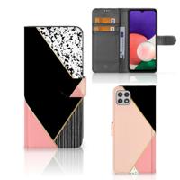 Samsung Galaxy A22 5G | Book Case | Zwart Roze Vormen