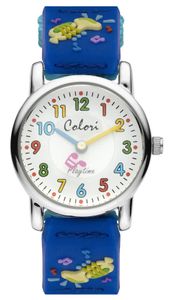 Colori 5-CLK063 Kinderhorloge Trompet staal/nylon blauw 28 mm