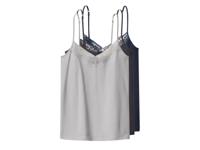 esmara Set van 3 dames spaghettitops (Donkerblauw/grijs, L (44/46))