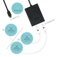 i-tec C31DUAL4KDP USB grafische adapter 3840 x 2160 Pixels Zwart - thumbnail