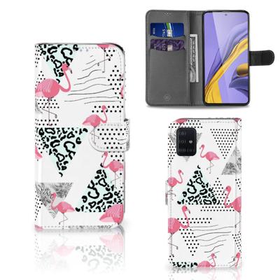 Samsung Galaxy A51 | Telefoonhoesje | Met pasjeshouder | Flamingo Triangle