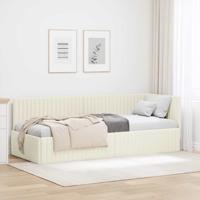Hoekbedframe met hoofdeinde Crme 80 x 200 cm Fluweel