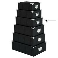 5Five Opbergdoos/box - zwart - L36 x B24.5 x H12.5 cm - Stevig karton - Crocobox - Opbergbox - thumbnail