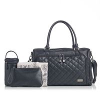 Isoki verzorgingstas double zip satchel Quilted black Maat - thumbnail