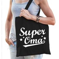 Katoenen cadeau tasje - super oma - zwart - moederdag