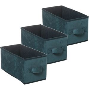 Set van 3x stuks opbergmand/kastmand 7 liter petrol groen polyester 31 x 15 x 15 cm