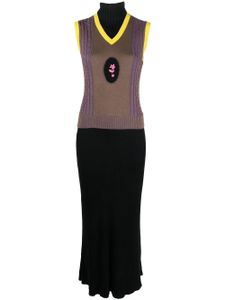 CORMIO robe colour block en maille - Marron