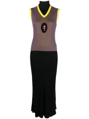 CORMIO robe colour block en maille - Marron