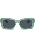 Miu Miu Eyewear lunettes de soleil rectangulaires à plaque logo - Vert - thumbnail